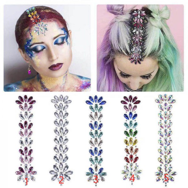 Women girls singers hiphop gogo dancers stage performance Rhinestone hair  stickers Eyebrow stickers bling face sticker Masquerade decoration DIY head  face sticker