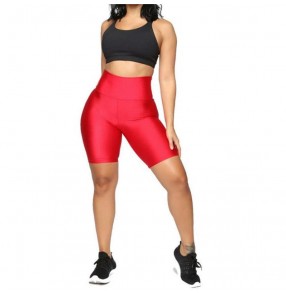 Women High-waist Yoga fitness cycling shorts European and American sexy female riding sports stretch waist five-point pants