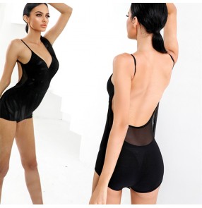 Women Latin dance backless bodysuits latin practice clothes women's halter suspender body top with chest padded panties