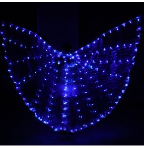 Women LED blue white luminous butterfly belly dance wings Dancing glowing props fluorescent led light belly dance cloak