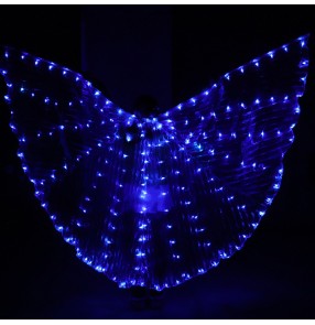 Women LED blue white luminous butterfly belly dance wings Dancing glowing props fluorescent led light belly dance cloak