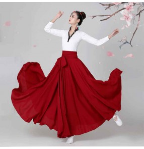 Women Mongolian dance clothes Female Monglia practice dresses art test performed the opening dance costume red big skirt