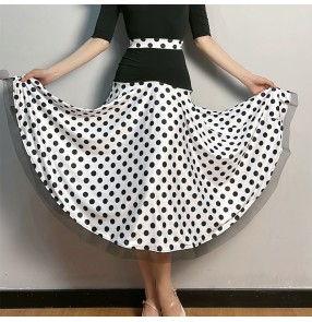 Women polka dot leopard black latin ballroom dance skirts salsa waltz tango chacha performance long skirts for female