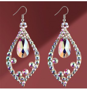 Women rhinestones ballroom latin dance bling earrings stage performance dance jewelry accessories for female 