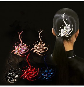 Women rhinestones competition dance headdress stage performance ballroom waltz tango dancing hair accessories