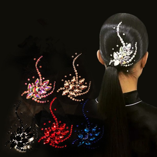 Women rhinestones competition dance headdress stage performance ballroom waltz tango dancing hair accessories