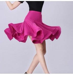 Women's adult latin dance skirts salsa rumba chacha dance skirts femmes jupes de danse latine fuchsia