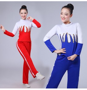 Women's Aerobics outfits exercises cheerleaders group dance sports fitness yoga square dance gogo dancers hiphop stage performance costumes tops and pants