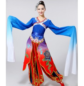 Women's ancient traditional Chinese folk dance dresses water sleeves classical dance clothing for female