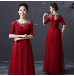 Women's annual celebration graduation wedding party evening dresses host singers chorus stage performance long dresses