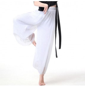 Women's ballet dance swing pants wide legs chiffon modern dance loose trousers