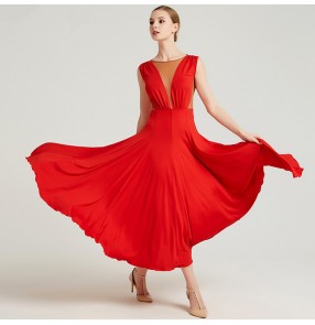 Women's ballroom dance dresses dark green red waltz tango dance dress for female lady girls competition professional cosplay dress