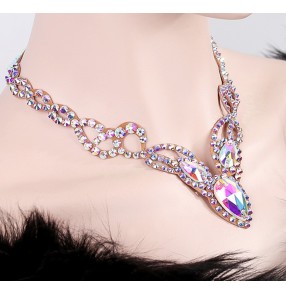 Women's ballroom dance handmade necklace choker waltz tango latin dance stones necklace headdress