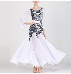 Women's ballroom dancing dresses female printed flamenco dresses stage performance waltz tango dancing dresses