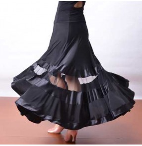 Women's ballroom dancing skirts black colored female competition waltz tango dancing skirts costumes