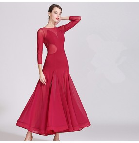 Women's ballroom dresses wine Robe de danse féminine flamenco waltz tango dancing dresses 