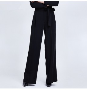 Women's ballroom latin dance pants competition stage performance latin salsa rumba chacha long length swing pants trousers