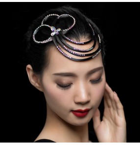 Women's ballroom latin dance rhinestones hair bangs headdresses hair accessories