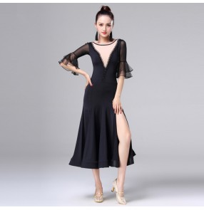 Women's ballroom tango dancing dresses for female competition stage performance waltz tango dancing long dresses