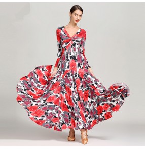 Women's ballroom waltz dresses Robe de danse féminine flamenco tango long printed dresses