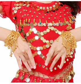 Women's belly dance metal gold bangles belly dance costumes accessories bracelet arm band for female one pair