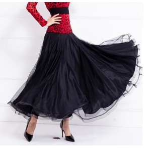 Women's black ballroom dancing skirts flamenco waltz tango dance skirts