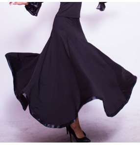 Women's black colored ballroom dancing skirts stage performance modern dance waltz tango dance skirts
