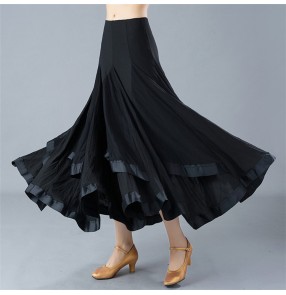 Women's black colored ballroom waltz tango dance swing skirts stage performance exercises competition latin dance skirts