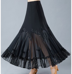 Women's black competition stage performance ballroom dancing skirts tango waltz foxtrot dance skirts