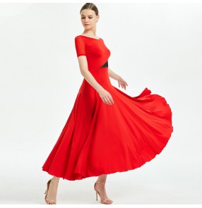 Women's black red competition ballroom dancing dresses stage performance professional waltz tango dancing dresses