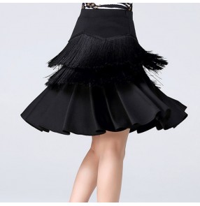 Women's black tassels stage performance latin salsa dance skirts