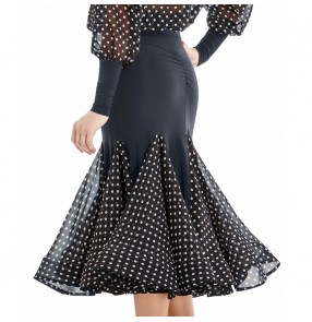 Women's black with polka dot ballroom dancing skirts latin dance skirts tango dance skirts