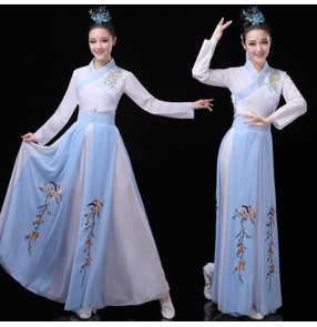 Women's blue colored hanfu chinese folk dance dress ancient traditional fairy dress anime drama korean japan kimono cosplay dress