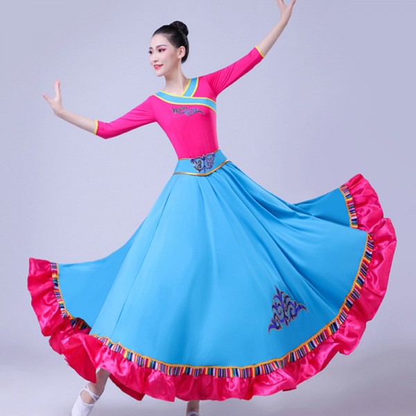 Modern Dance Costume Dress Women Square Dance Tutu Suit Opening Dance Big  Swing Skirt Singing Dance Costume