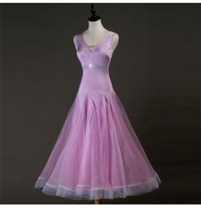 Women's children ballroom dance dresses waltz tango violet competition professional dancing dress skirts