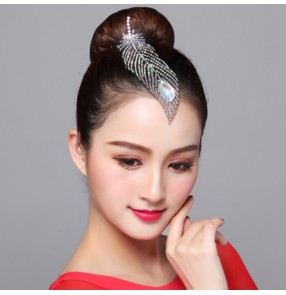 Women's children competition professional ballroom latin samba chacha rhinestones headdress hair accessories for girls kids