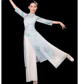 women's Chinese Classical folk dance dresses female elegant rhyme dance chinese dresses gauze practice clothes folk dance clothes classical dance performance clothes