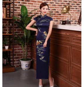 Women's chinese dress china retro traditional qipao dresses cheongsam host singers stage performance model show evening party dress