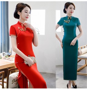 Women's chinese dress qipao china traditional retro cheongsam dress for female miss etiquette show host singer evening dresses