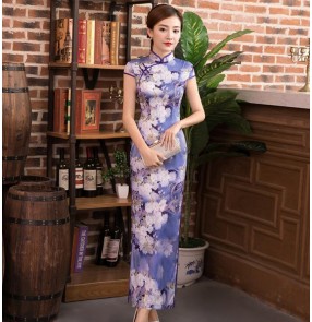 Women's chinese dress traditional chinese qipao dresses cheongsam miss etiquette model show stage perfomance evening dress