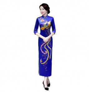 Women's chinese dresse chinese style traditional oriental qipao dresses miss etiquette cheongsam dresses banquet evening party performance dress