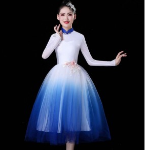 Women's chinese dresses modern dance dresses oriental stage performance choir chorus performance dresses