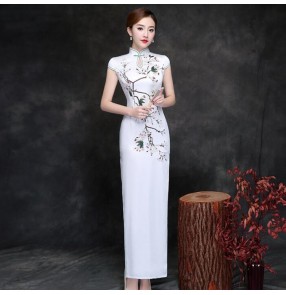 Women's chinese dresses reto ancient oriental cheongsam qipao dresses traditional style chinese style model miss etiquette dresses