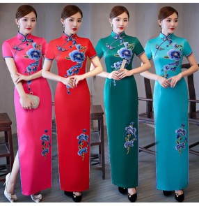 Women's chinese dresses traditional brocade qipao oriental show wedding party ceremonial dresses