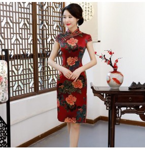 Women's chinese dresses traditional qipao cheongsam dresses host singers stage performance competition evening dresses