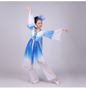 Women's chinese folk dance costumes ancient traditional yangko fan square dance stage performance cosplay clothes