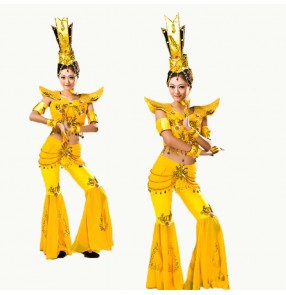 Women's chinese folk dance costumes guanyin dunhuang dance stage performance dresses drama  classical traditional dance fairy cosplay dresses 