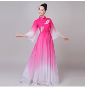 Women's chinese folk dance costumes hanfu yangko fan umbrella traditional classical dance dress