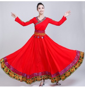 Women's Chinese folk dance costumes national minority Tibet Mongolian stage performance drama cosplay robes dresses