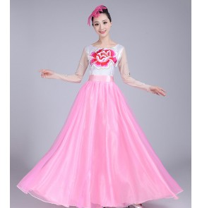 Women's Chinese folk dance dresses ancient traditional traditional classical stage performance yangko fan dancing costumes dress